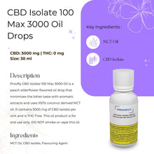 Load image into Gallery viewer, CBD Isolate 100 Max 3000 Oil Drops-03