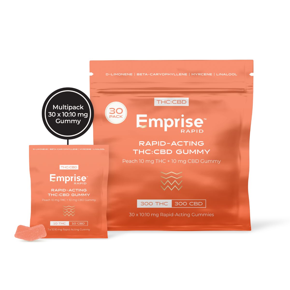 Peach 10 mg THC + 10 mg CBD Gummy-01