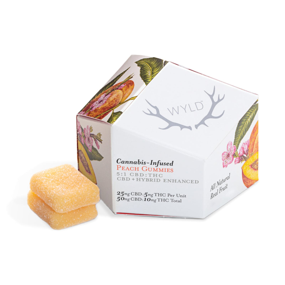 Real Fruit Peach 5:1 CBD:THC Gummies-01
