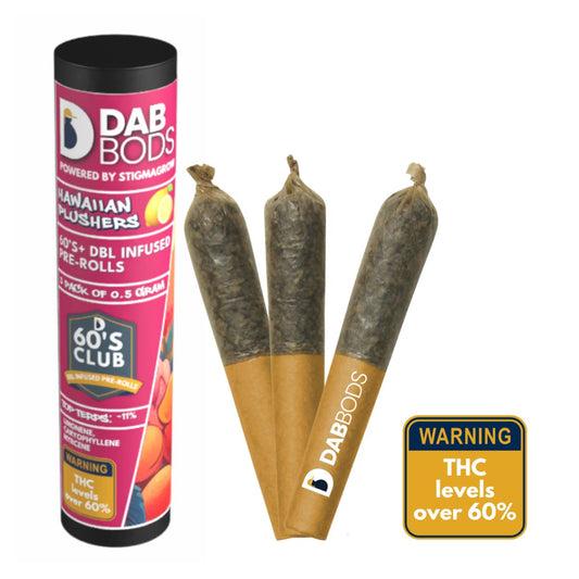 Dab Bods Hawaiian Plusher 60's+ Dbl Infused Pre-Rolls-01
