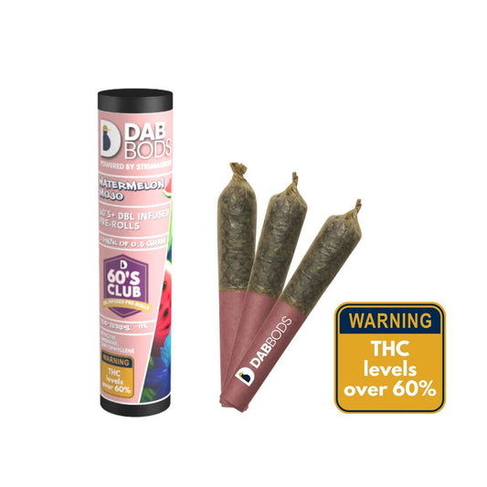 Dab Bods Watermelon Mojo 60's+ Dbl Infused Pre-Rolls-01