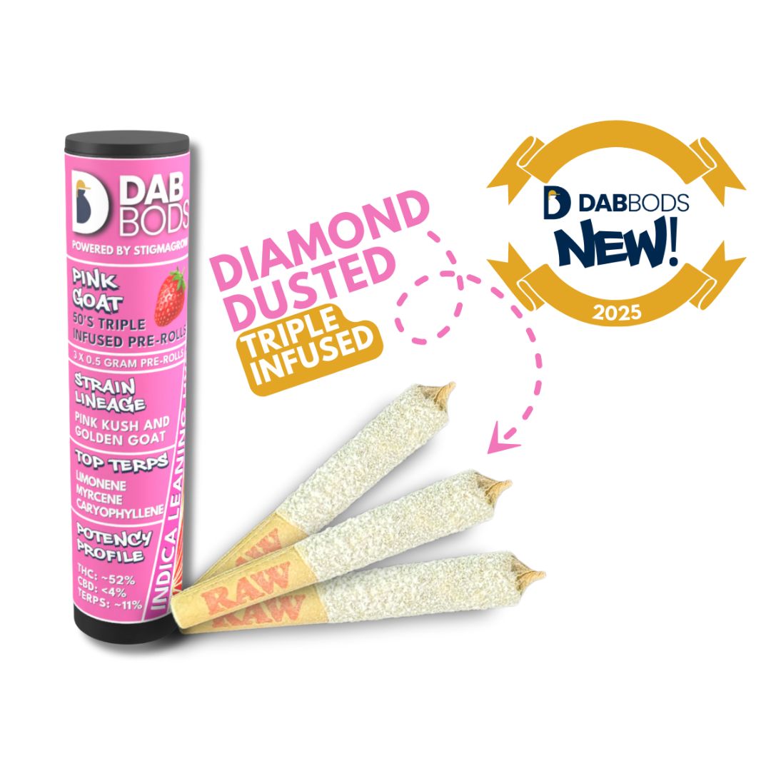 Dab Bods Pink GOAT 50’s+ Triple Infused Pre-Rolls-01